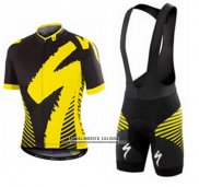 2016 Abbigliamento Ciclismo Specialized Scuro Nero e Giallo Manica Corta e Salopette