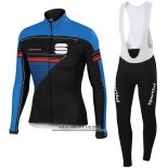 2016 Abbigliamento Ciclismo Sportful Nero e Blu Manica Lunga e Salopette