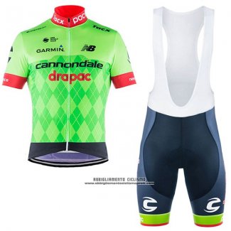 2017 Abbigliamento Ciclismo Cannondale Drapac Verde Manica Corta e Salopette