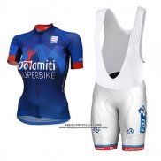 2017 Abbigliamento Ciclismo Donne Dotomini Superbike Blu Manica Corta e Salopette