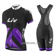 2017 Abbigliamento Ciclismo Donne Liv Race Day Nero e Viola Manica Corta e Salopette