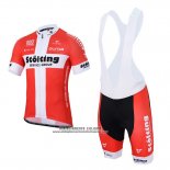 2017 Abbigliamento Ciclismo Stolting Bianco e Rosso Manica Corta e Salopette