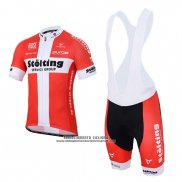 2017 Abbigliamento Ciclismo Stolting Bianco e Rosso Manica Corta e Salopette