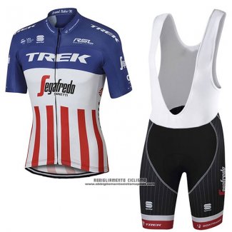 2017 Abbigliamento Ciclismo Trek Segafredo Campione Stati Uniti Manica Corta e Salopette