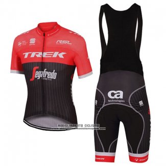 2017 Abbigliamento Ciclismo Trek Segafredo Nero e Rosso Manica Corta e Salopette