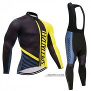 2018 Abbigliamento Ciclismo Specialized Nero e Giallo Manica Lunga e Salopette