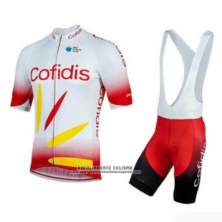 2019 Abbigliamento Ciclismo Cofidis Rosso Bianco Manica Corta e Salopette