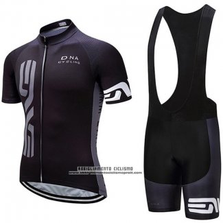 2019 Abbigliamento Ciclismo DNA Nero Manica Corta e Salopette