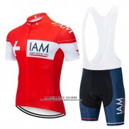 2019 Abbigliamento Ciclismo IAM Rosso Bianco Manica Corta e Salopette