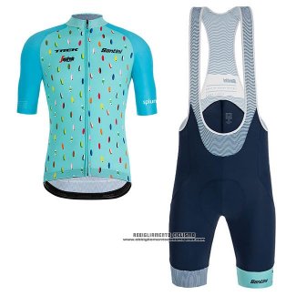 2019 Abbigliamento Ciclismo Richie Celeste Manica Corta e Salopette