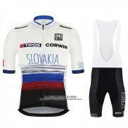 2019 Abbigliamento Ciclismo Slowakeis Bianco Blu Nero Manica Corta e Salopette