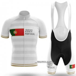 2020 Abbigliamento Ciclismo Campione Portugal Bianco Manica Corta e Salopette(1)