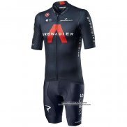 2020 Abbigliamento Ciclismo Ineos Grenadiers Rosso Scuro Blu Manica Corta e Salopette(1)