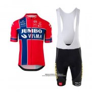 2020 Abbigliamento Ciclismo Jumbo Visma Rosso Blu Manica Corta e Salopette