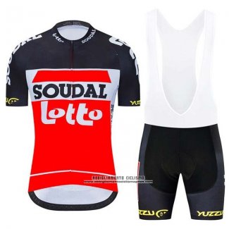 2020 Abbigliamento Ciclismo Lotto Soudal Nero Bianco Rosso Manica Corta e Salopette