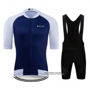 2020 Abbigliamento Ciclismo NDLSS Bianco Blu Manica Corta e Salopette