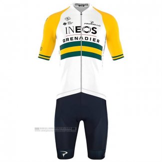 2023 Abbigliamento Ciclismo Ineos Grenadiers Giallo Manica Corta e Salopette