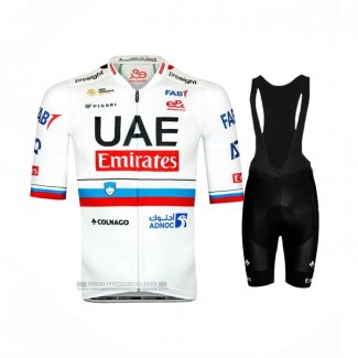 2024 Abbigliamento Ciclismo UAE Slovenia Campione Bianco Manica Corta e Salopette