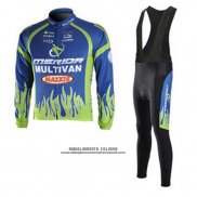 2010 Abbigliamento Ciclismo Merida Blu e Verde Manica Lunga e Salopette