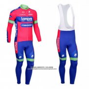 2012 Abbigliamento Ciclismo Lampre Merida Rosa e Celeste Manica Lunga e Salopette