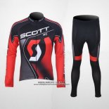 2012 Abbigliamento Ciclismo Scott Nero e Rosso Manica Lunga e Salopette