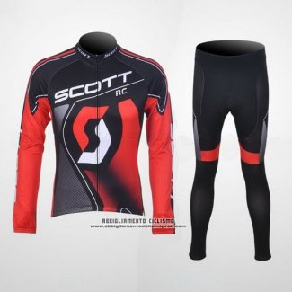 2012 Abbigliamento Ciclismo Scott Nero e Rosso Manica Lunga e Salopette