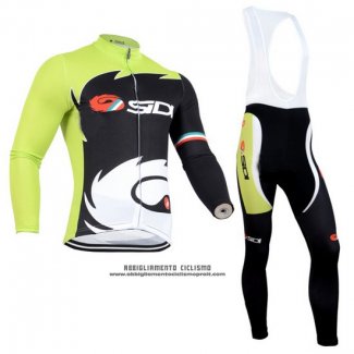 2014 Abbigliamento Ciclismo Castelli SIDI Nero e Verde Manica Lunga e Salopette