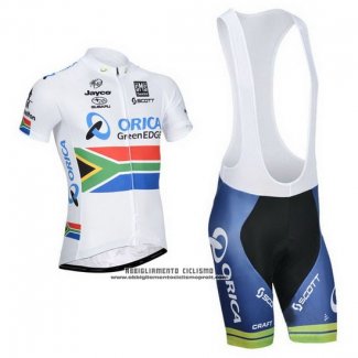 2014 Abbigliamento Ciclismo Orica GreenEDGE Campione Sudafrica Manica Corta e Salopette