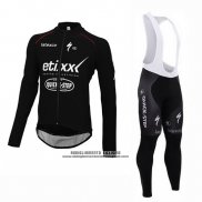 2015 Abbigliamento Ciclismo Ettix Quick Step Nero e Bianco Manica Lunga e Salopette