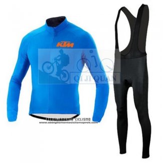 2015 Abbigliamento Ciclismo KTM Blu Manica Lunga e Salopette