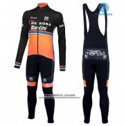 2016 Abbigliamento Ciclismo De Rose Nero e Arancione Manica Lunga e Salopette