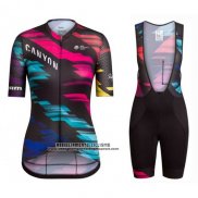 2016 Abbigliamento Ciclismo Donne Canyon Nero e Rosso Manica Corta e Salopette