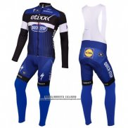 2016 Abbigliamento Ciclismo Etixx Quick Step Blu e Nero Manica Lunga e Salopette