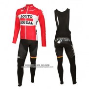 2016 Abbigliamento Ciclismo Lotto Soudal Bianco e Rosso Manica Lunga e Salopette