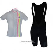 2017 Abbigliamento Ciclismo Donne Biemme Bianco Manica Corta e Salopette