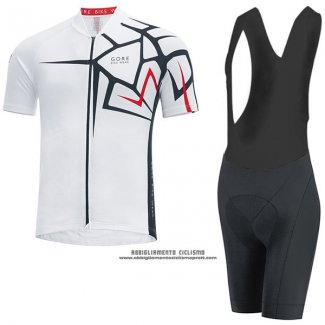 2017 Abbigliamento Ciclismo Gore Bike Wear Power Adrenaline Bianco Manica Corta e Salopette