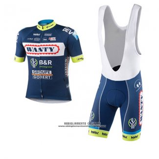 2017 Abbigliamento Ciclismo Wanty Groupe Gobert Blu Manica Corta e Salopette