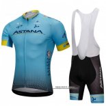 2018 Abbigliamento Ciclismo Astana Blu Manica Corta e Salopette
