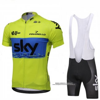 2018 Abbigliamento Ciclismo Sky Verde e Blu Manica Corta e Salopette