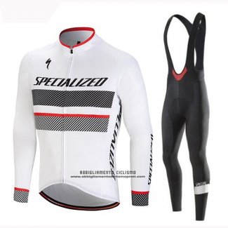 2018 Abbigliamento Ciclismo Specialized Bianco Manica Lunga e Salopette