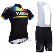 2019 Abbigliamento Ciclismo Slovacchia Nero Manica Corta e Salopette