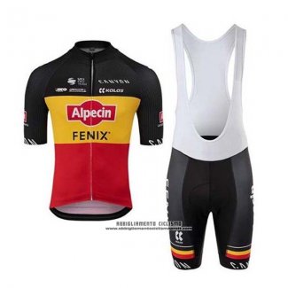 2020 Abbigliamento Ciclismo Alpecin Fenix Nero Giallo Rosso Manica Corta e Salopette