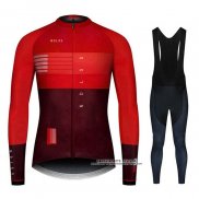 2020 Abbigliamento Ciclismo NDLSS Spento Rosso Manica Lunga e Salopette