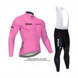 2020 Abbigliamento Ciclismo STRAVA Rosa Manica Lunga e Salopette