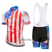 2020 Abbigliamento Ciclismo USA Blu Rosso Bianco Manica Corta e Salopette