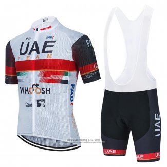 2021 Abbigliamento Ciclismo UAE Bianco Manica Corta e Salopette