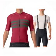 2024 Abbigliamento Ciclismo Castelli Rosso Verde Manica Corta e Salopette