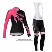 2014 Abbigliamento Ciclismo Donne Castelli Rosso e Nero Manica Lunga e Salopette