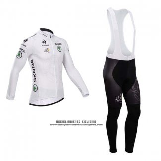 2014 Abbigliamento Ciclismo Tour de France Bianco Manica Lunga e Salopette