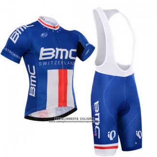 2015 Abbigliamento Ciclismo BMC Campione Stati Uniti Blu Manica Corta e Salopette